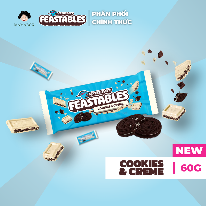 [Chính Hãng] Feastables MrBeast Socola Vị Bánh Quy và Kem 60g