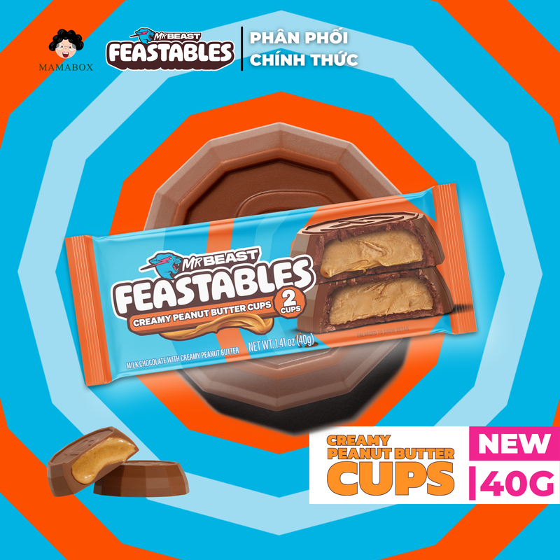 [Chính Hãng] Feastables MrBeast Socola Viên Socola Nhân Bơ Đậu Phộng 40g