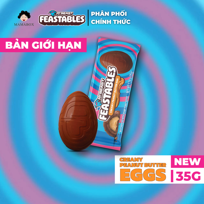 [Chính Hãng] Feastables MrBeast Socola Trứng Nhân Bơ Đậu Phộng 35g