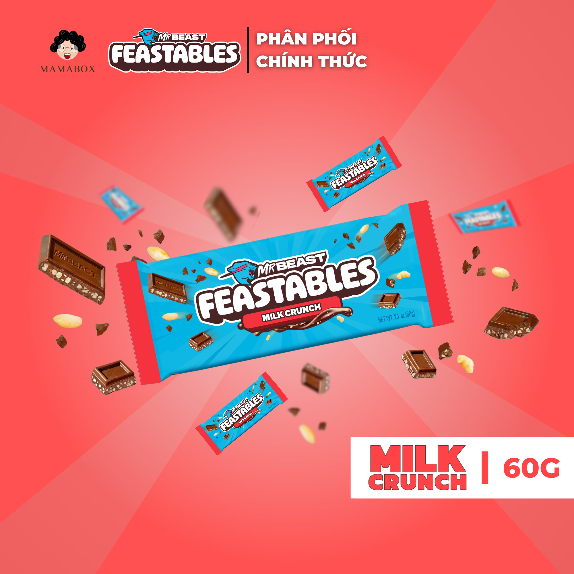 [Chính Hãng] Feastables MrBeast Socola Vị Bỏng Gạo 60g Feastables