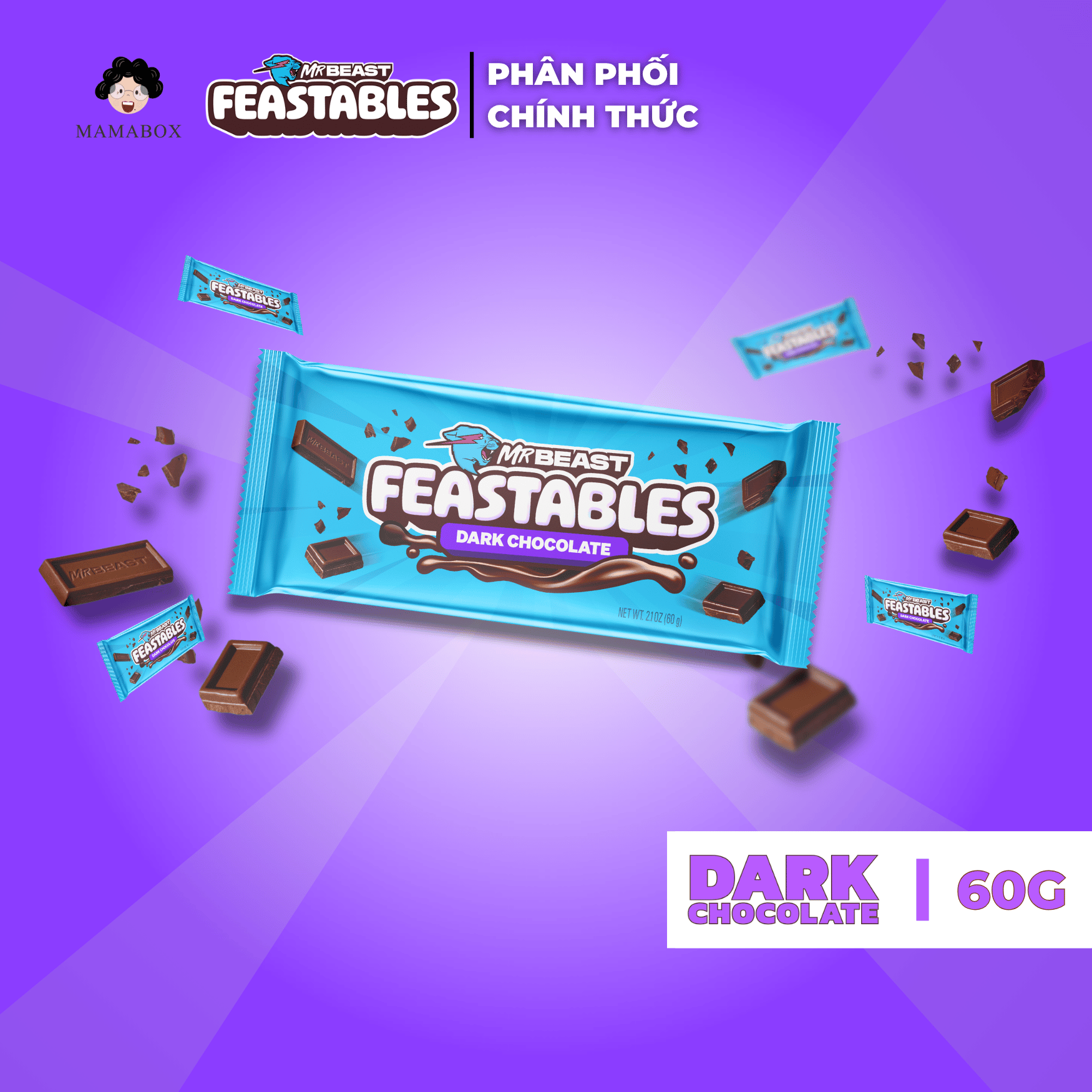 [Chính Hãng] Feastables MrBeast Socola Vị Socola Đen 60g Feastables